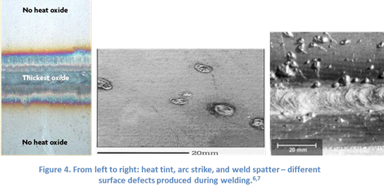 Figure 4 surface heating defects found on stainless steel