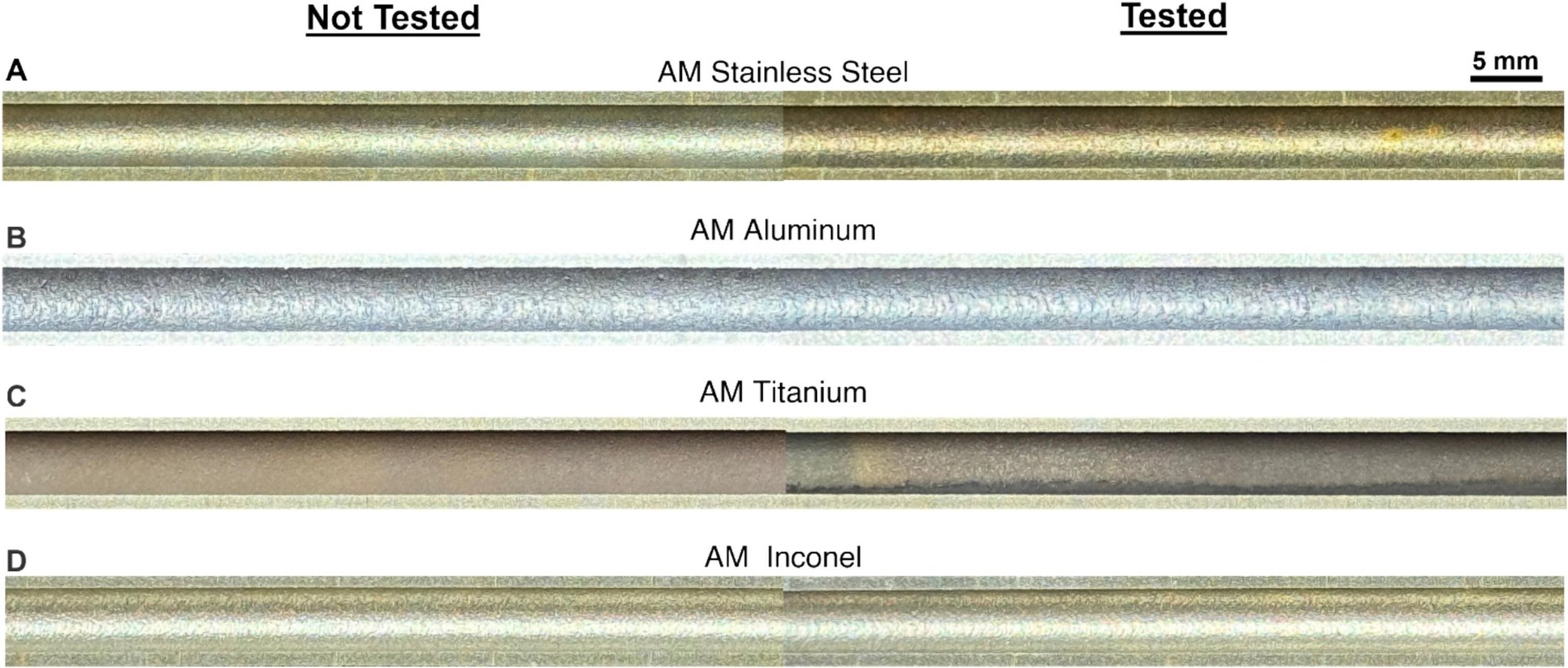 Uncoated tubes from U. Ill. anti-coking study showing fouling and oxidation