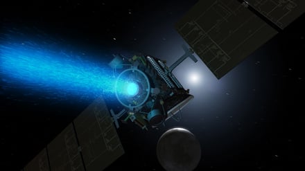 Dawn spacecraft, ion xenon ion propulsion.jpg