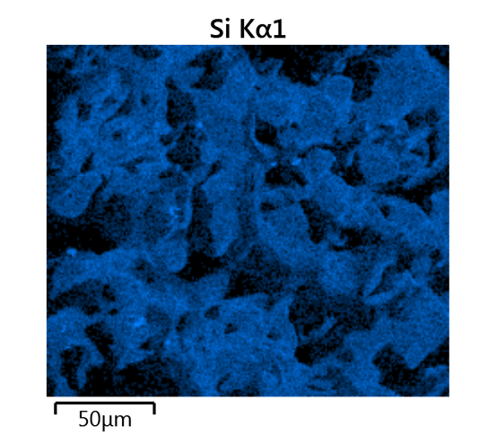 silicon eds map of dursan coated frit